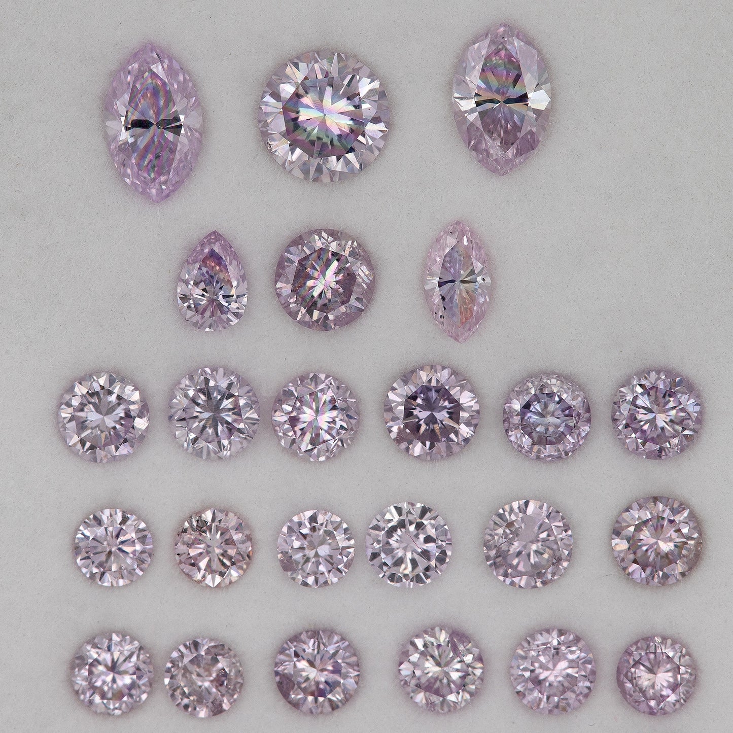 Purple Pink Diamonds Untreated Natural Diamonds Fancy Intense Pink Round Brilliant Melee Parcel 2.18cts 48pcs mix shapes
