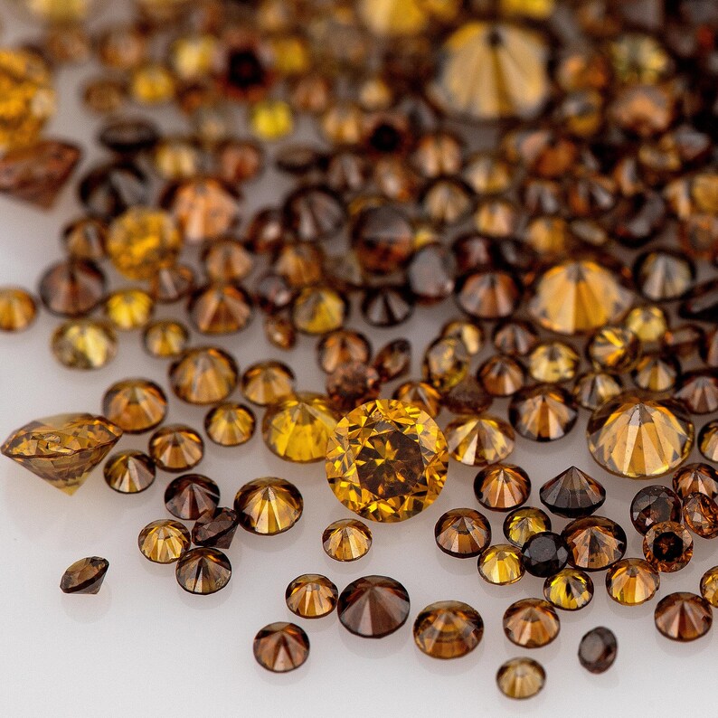 Fancy Vivid Brownish Yellow Orange Burnt Color | Natural Untreated Diamonds | Round | Melee | Accents | Burnt Color Diamonds