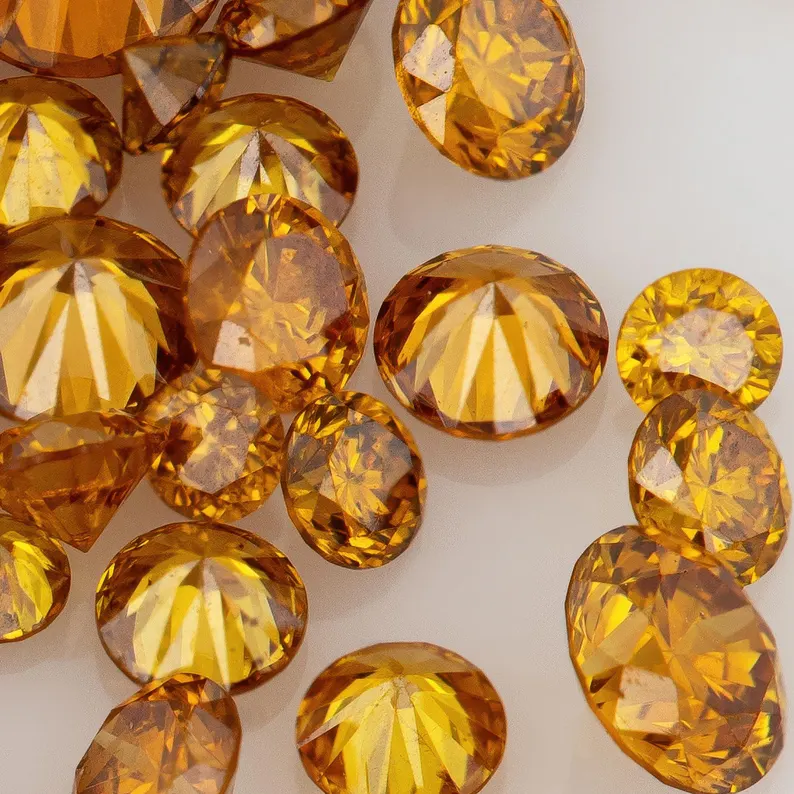1pcs Cognac Diamond 1.3mm to 2.5mm Fancy Vivid Red Orange Untreated Natural Diamonds Round|Melee|accents