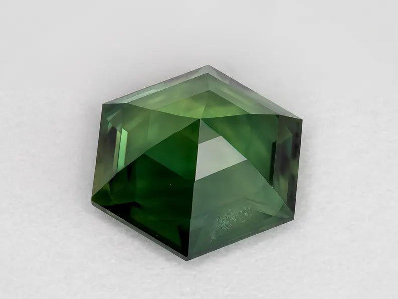 8x8mm Natural Teal Sapphire Hexagon shape 1.65ct Green Sapphire Geometric Shape Calibrated