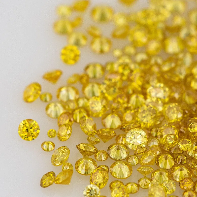 Canary Diamonds 0.8mm to 2.5mm mix scoop Fancy Vivid Yellow Untreated Natural Diamonds Round|Melee|accents|Canary Yellow