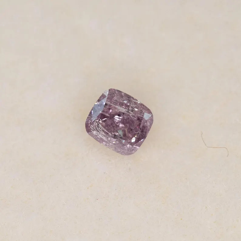 0.18ct Fancy Vivid Pink Untreated Loose Natural Pink Diamond Cushion I3