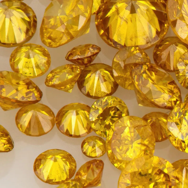 Fancy Vivid Yellowish Orange | Natural Untreated Diamonds | Round | Melee | Accents | Fancy Diamonds