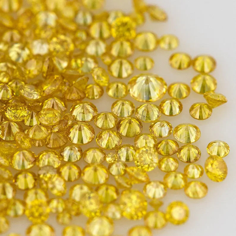 1pcs Canary Diamonds 0.8mm to 2.5mm sizes Fancy Vivid Yellow Untreated Natural Diamonds Round|Melee|accents|Canary Yellow
