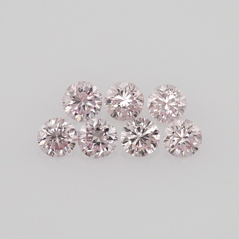 1pcs Genuine Argyle Pink Diamond 2mm Fancy Intense Purplish Pink 6PP Natural Argyle Diamonds Round Pink Australian Diamonds