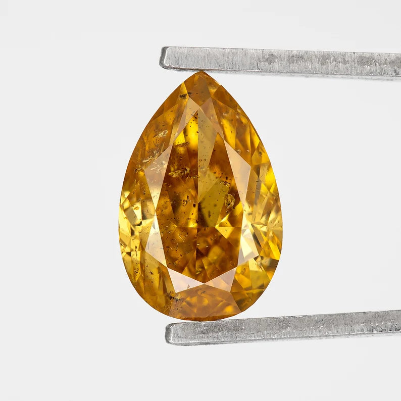 GIA Certified 1.00 Ct Untreated Fancy Intense Orange Yellow Natural Diamond Pear Solitaire|Custom Jewelry|Certificate|genuine|natural color
