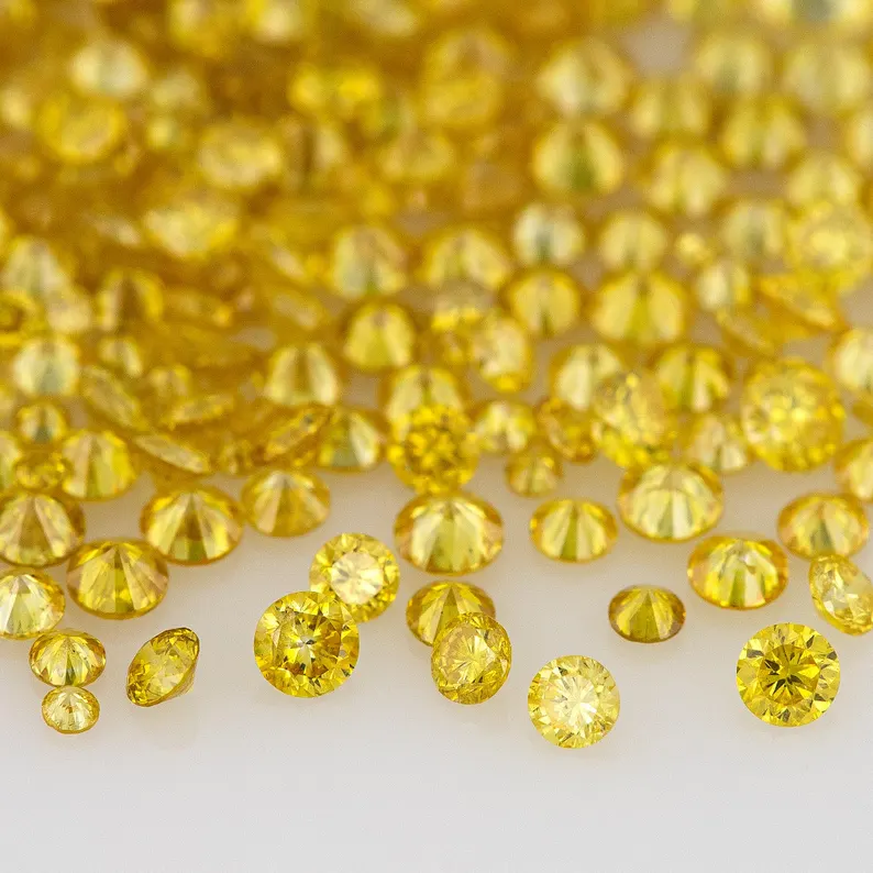 Fancy Vivid Yellow Canary | Natural Untreated Round Diamonds | Melee Accents | Canary Yellow