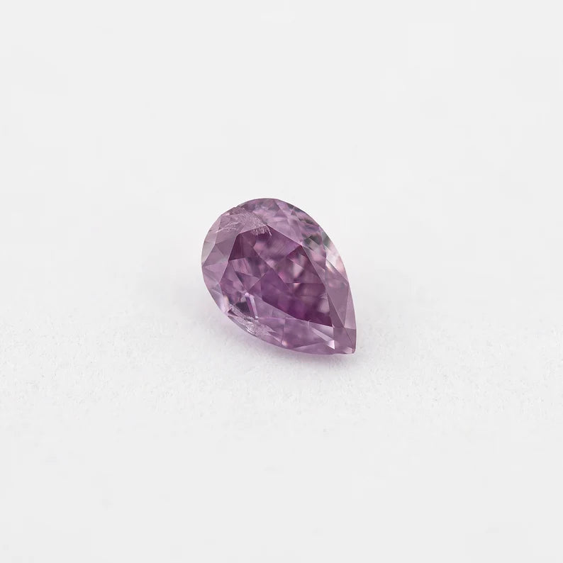 GIA Certified 0.13 Ct Untreated Fancy Intense Pink Purple Natural Diamond Pear Solitaire|Custom Jewelry|Certificate|natural color|rare