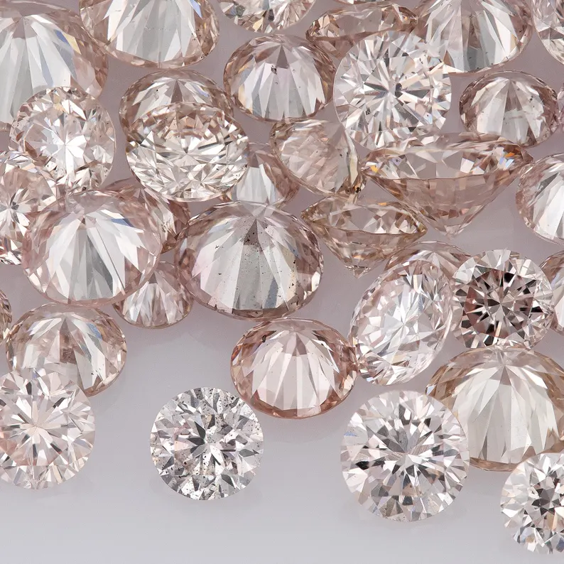 Brownish Pink Diamonds 0.25ct 1.8mm to 2.2mm mix scoop Pink Untreated Natural Diamonds Round|Melee|accents|Cape Yellow