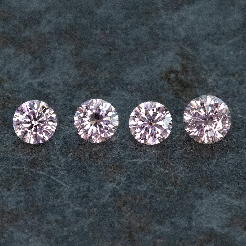 2.2 - 2.0 mm Fancy Vivid Purplish Pink Natural Pink Diamonds Round Brilliant SI1 0.15ct. Untreated 100% Natural