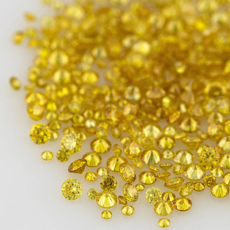 Canary Diamonds 0.8mm to 2.5mm mix scoop Fancy Vivid Yellow Untreated Natural Diamonds Round|Melee|accents|Canary Yellow