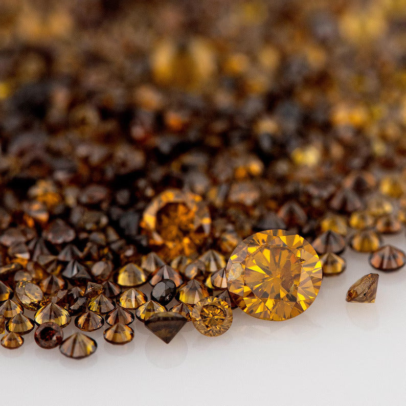Fancy Vivid Brownish Yellow Orange Burnt Color | Natural Untreated Diamonds | Round | Melee | Accents | Burnt Color Diamonds