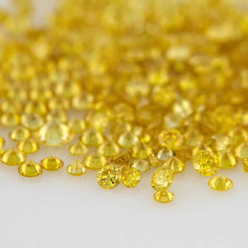 1pcs Canary Diamonds 0.8mm to 2.5mm sizes Fancy Vivid Yellow Untreated Natural Diamonds Round|Melee|accents|Canary Yellow