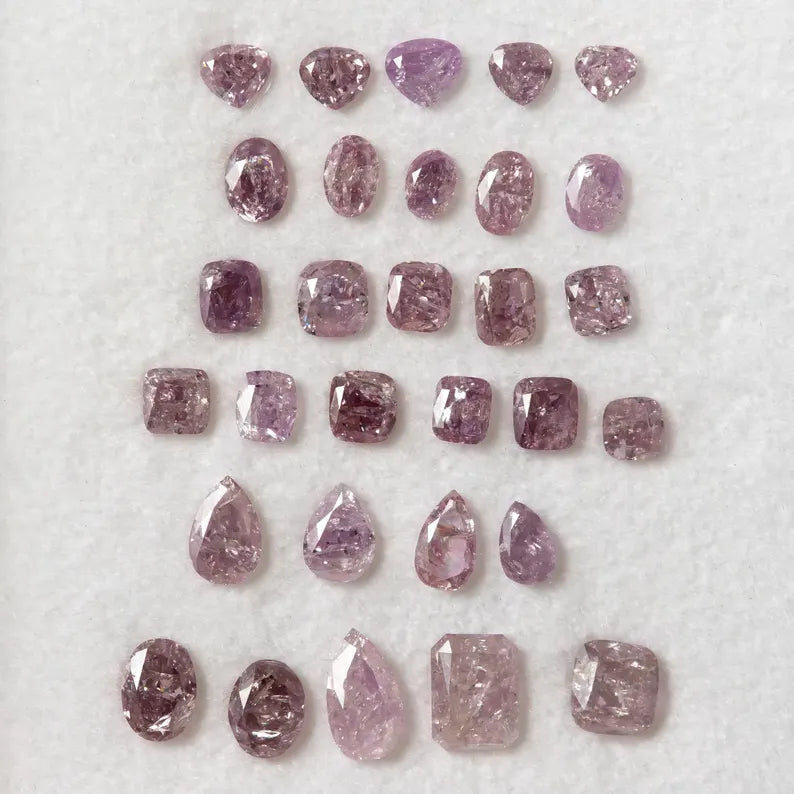 Mix Shades of Pink & Purple Pink | Untreated Natural Pink Diamonds Parcel 3.35ct | 30pcs Mixed Shapes | Loose Melee for Jewelry Design