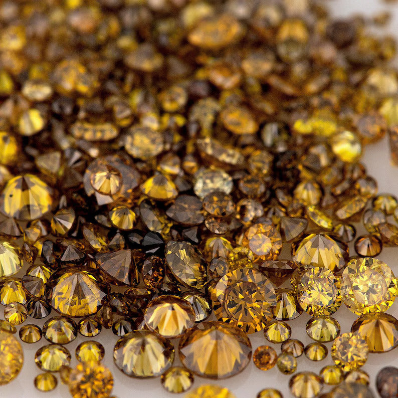 Fancy Vivid Brownish Yellow Orange Burnt Color | Natural Untreated Diamonds | Round | Melee | Accents | Burnt Color Diamonds