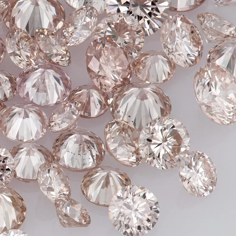 Brownish Pink Diamonds 0.25ct 1.8mm to 2.2mm mix scoop Pink Untreated Natural Diamonds Round|Melee|accents|Cape Yellow