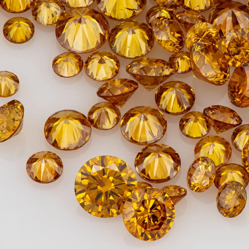 1pcs Cognac Diamond 1.3mm to 2.5mm Fancy Vivid Red Orange Untreated Natural Diamonds Round|Melee|accents