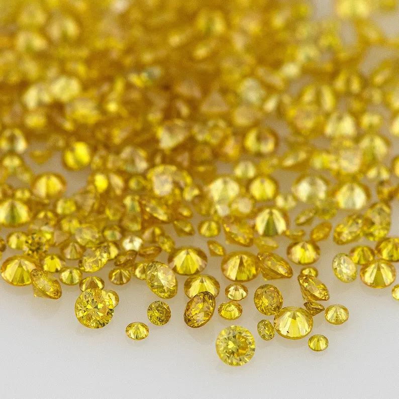 Canary Diamonds 0.8mm to 2.5mm mix scoop Fancy Vivid Yellow Untreated Natural Diamonds Round|Melee|accents|Canary Yellow