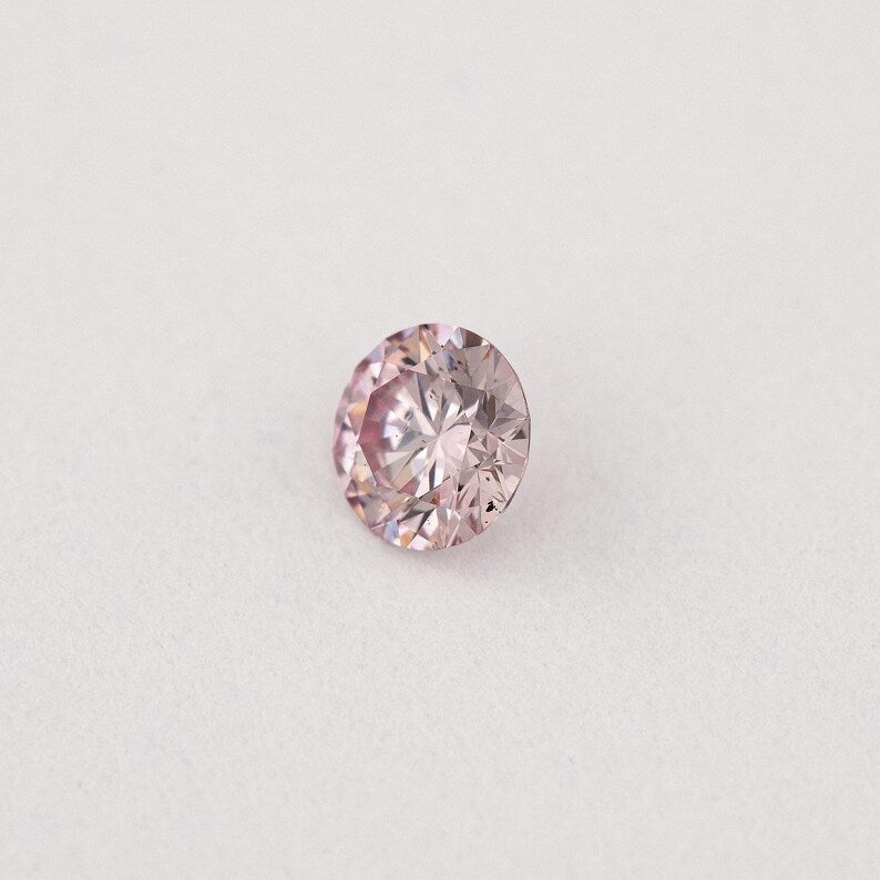 Argyle Certified 0.10ct 7PR Fancy Rose Pink Natural Argyle Pink Diamond Round Brilliant