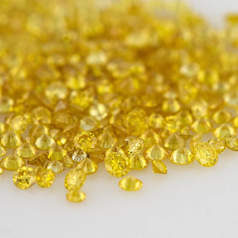 1pcs Canary Diamonds 0.8mm to 2.5mm sizes Fancy Vivid Yellow Untreated Natural Diamonds Round|Melee|accents|Canary Yellow