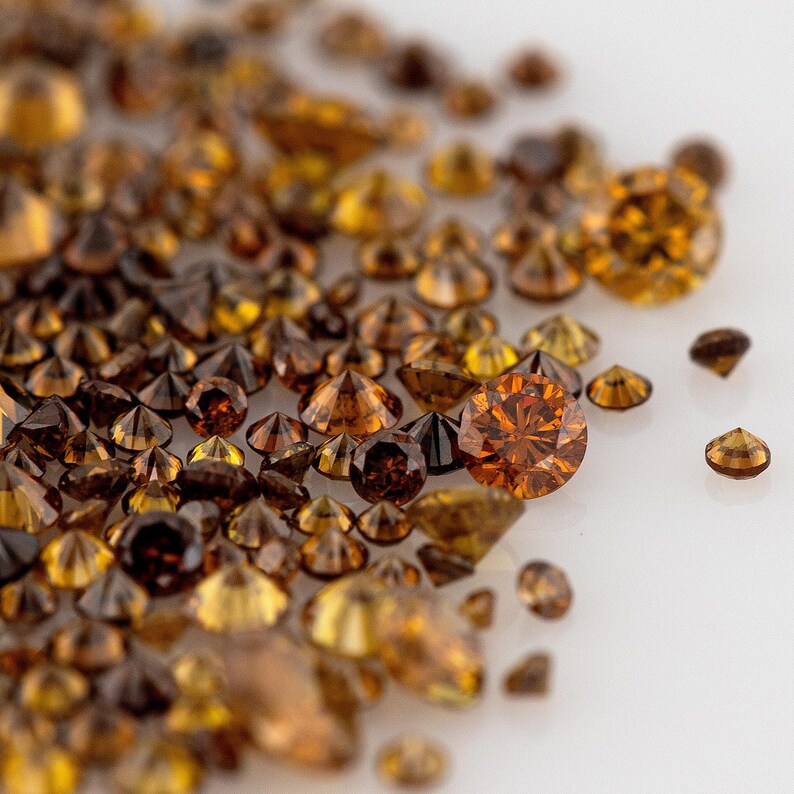 Fancy Vivid Brownish Yellow Orange Burnt Color | Natural Untreated Diamonds | Round | Melee | Accents | Burnt Color Diamonds