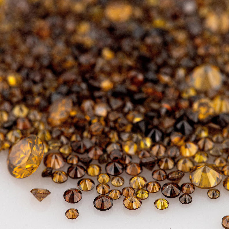 Fancy Vivid Brownish Yellow Orange Burnt Color | Natural Untreated Diamonds | Round | Melee | Accents | Burnt Color Diamonds
