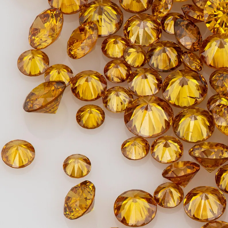 1pcs Cognac Diamond 1.3mm to 2.5mm Fancy Vivid Red Orange Untreated Natural Diamonds Round|Melee|accents