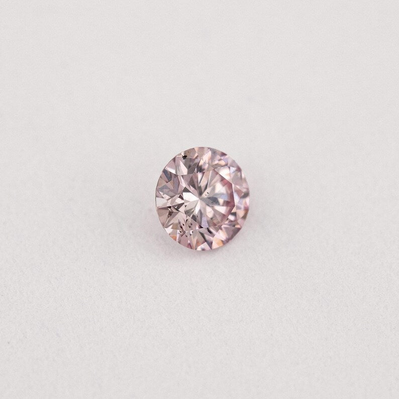 Argyle Certified 0.10ct 7PR Fancy Rose Pink Natural Argyle Pink Diamond Round Brilliant