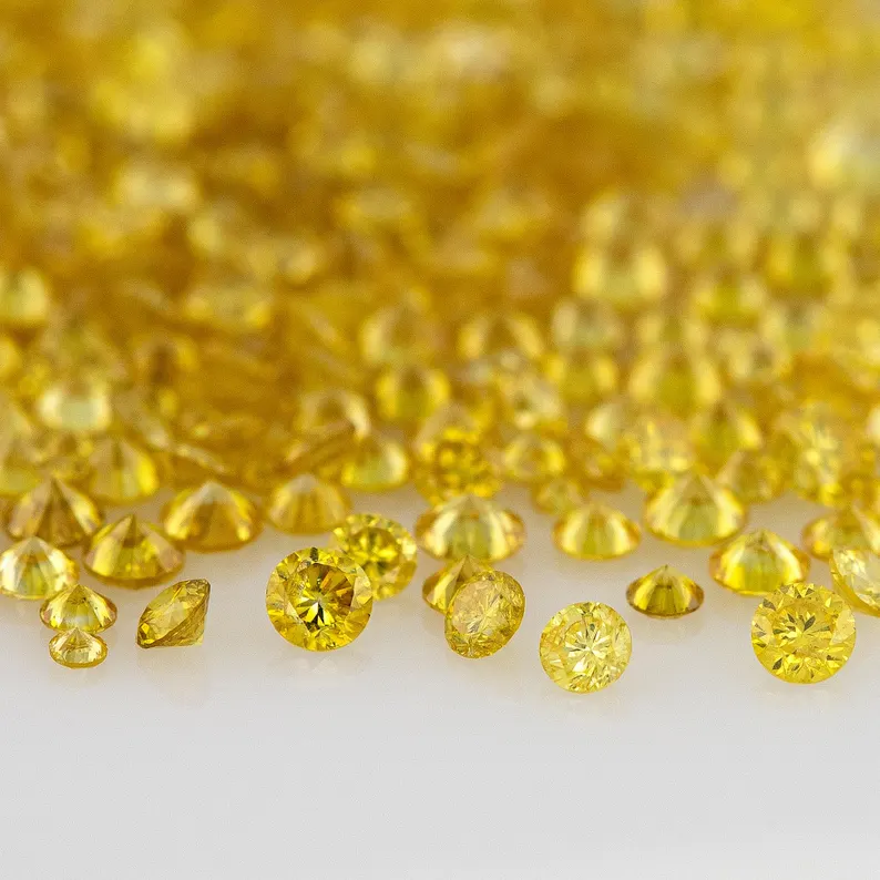 1pcs Canary Diamonds 0.8mm to 2.5mm sizes Fancy Vivid Yellow Untreated Natural Diamonds Round|Melee|accents|Canary Yellow