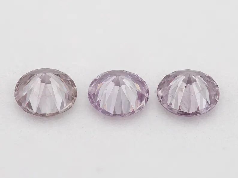 0.25ct of 3pcs 2.75mm Fancy Intense Purplish Pink Natural Pink Diamonds Set Round Brilliant SI1 Untreated 100% Natural