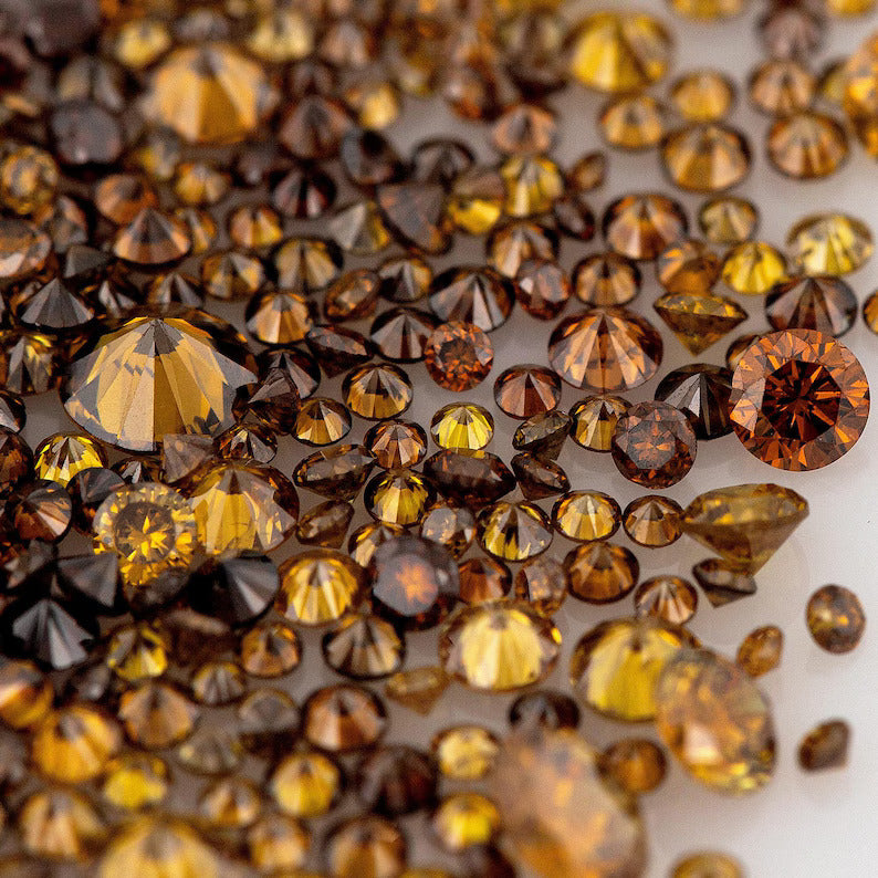 Fancy Vivid Brownish Yellow Orange Burnt Color | Natural Untreated Diamonds | Round | Melee | Accents | Burnt Color Diamonds