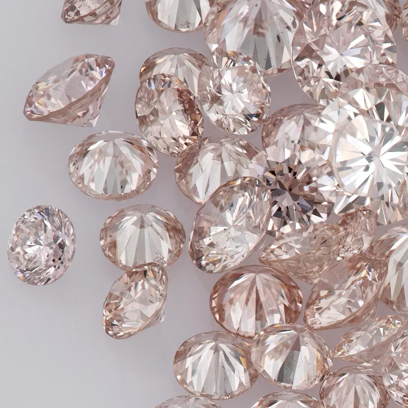 Brownish Pink Diamonds 0.25ct 1.8mm to 2.2mm mix scoop Pink Untreated Natural Diamonds Round|Melee|accents|Cape Yellow