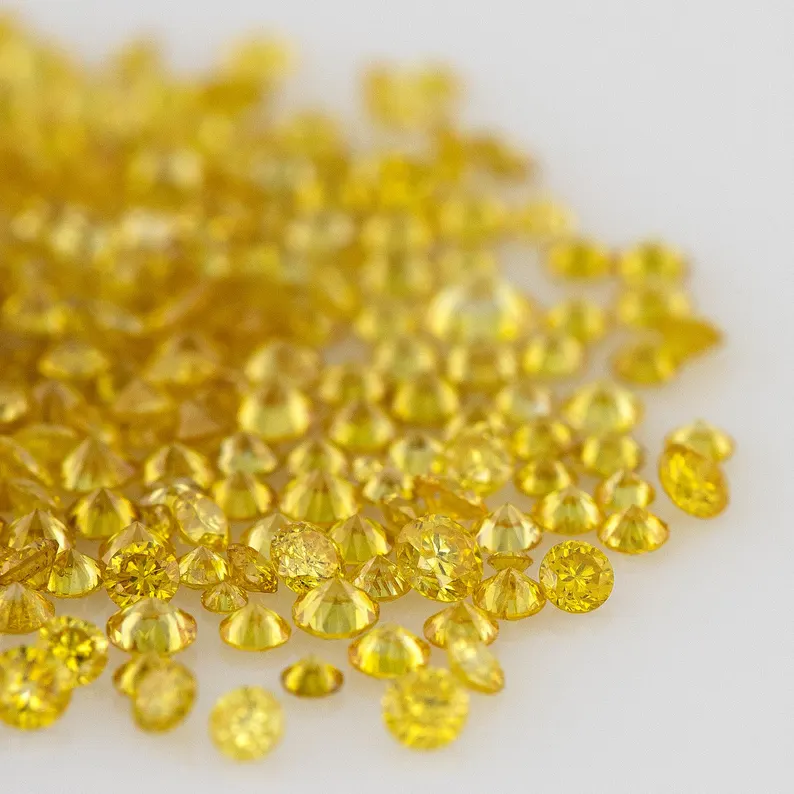 1pcs Canary Diamonds 0.8mm to 2.5mm sizes Fancy Vivid Yellow Untreated Natural Diamonds Round|Melee|accents|Canary Yellow