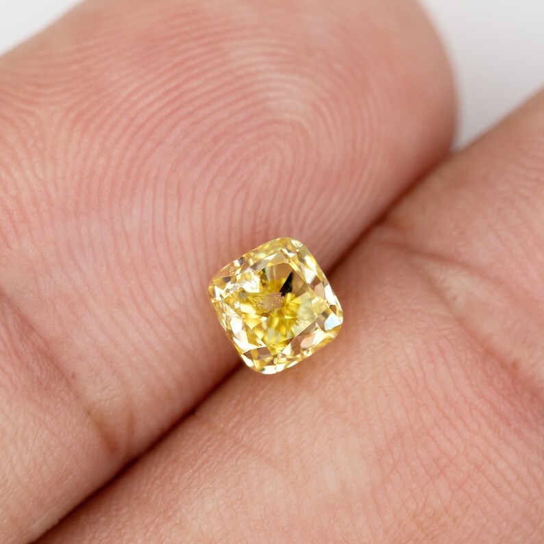 GIA Certified 1.00 Ct Untreated Fancy Yellow Natural Diamond Cushion Solitaire|Custom Jewelry|Certificate|genuine|natural color|earthmined