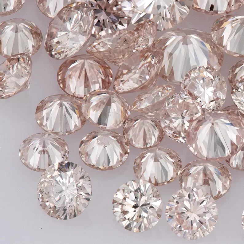 Brownish Pink Diamonds 0.25ct 1.8mm to 2.2mm mix scoop Pink Untreated Natural Diamonds Round|Melee|accents|Cape Yellow
