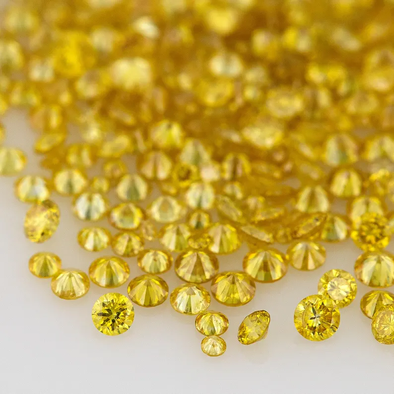 1pcs Canary Diamonds 0.8mm to 2.5mm sizes Fancy Vivid Yellow Untreated Natural Diamonds Round|Melee|accents|Canary Yellow