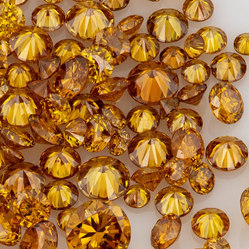 1pcs Cognac Diamond 1.3mm to 2.5mm Fancy Vivid Red Orange Untreated Natural Diamonds Round|Melee|accents