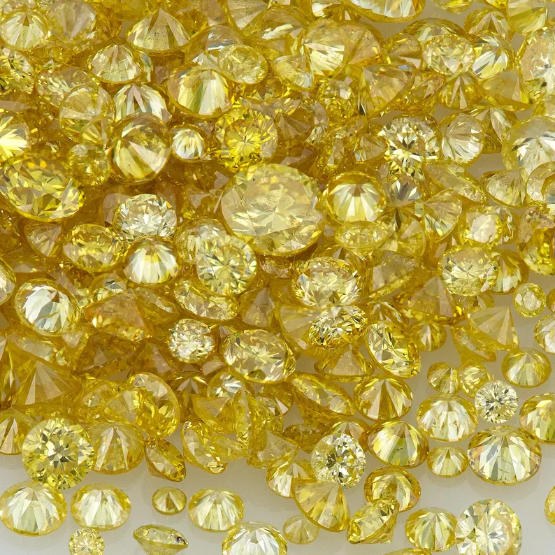 Dark Cape Diamonds 0.25ct 0.8mm to 2.2mm mix scoop Light Yellow Untreated Natural Diamonds Round|Melee|accents|Cape Yellow