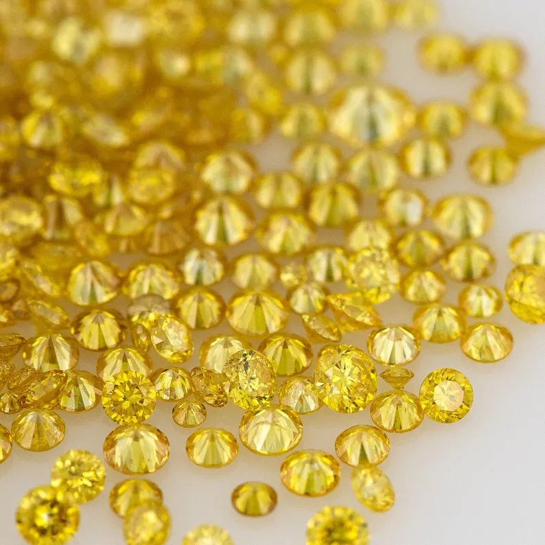 1pcs Canary Diamonds 0.8mm to 2.5mm sizes Fancy Vivid Yellow Untreated Natural Diamonds Round|Melee|accents|Canary Yellow