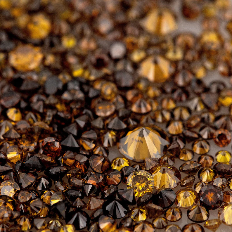 Fancy Vivid Brownish Yellow Orange Burnt Color | Natural Untreated Diamonds | Round | Melee | Accents | Burnt Color Diamonds