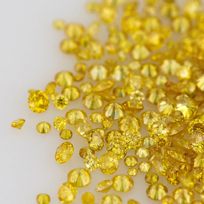 Canary Diamonds 0.8mm to 2.5mm mix scoop Fancy Vivid Yellow Untreated Natural Diamonds Round|Melee|accents|Canary Yellow