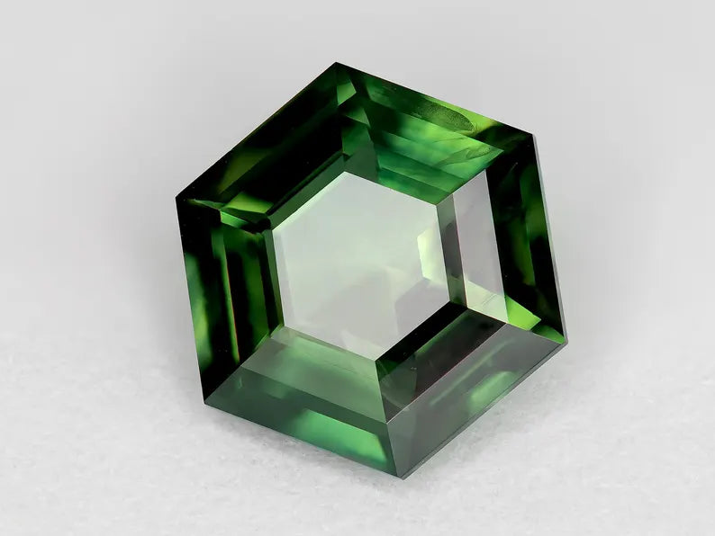 8x8mm Natural Teal Sapphire Hexagon shape 1.65ct Green Sapphire Geometric Shape Calibrated