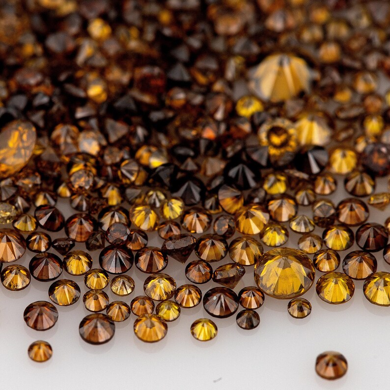 Fancy Vivid Brownish Yellow Orange Burnt Color | Natural Untreated Diamonds | Round | Melee | Accents | Burnt Color Diamonds