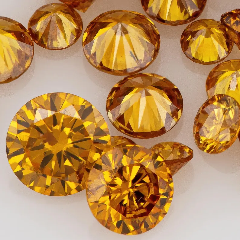 1pcs Cognac Diamond 1.3mm to 2.5mm Fancy Vivid Red Orange Untreated Natural Diamonds Round|Melee|accents