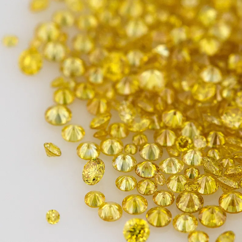 1pcs Canary Diamonds 0.8mm to 2.5mm sizes Fancy Vivid Yellow Untreated Natural Diamonds Round|Melee|accents|Canary Yellow