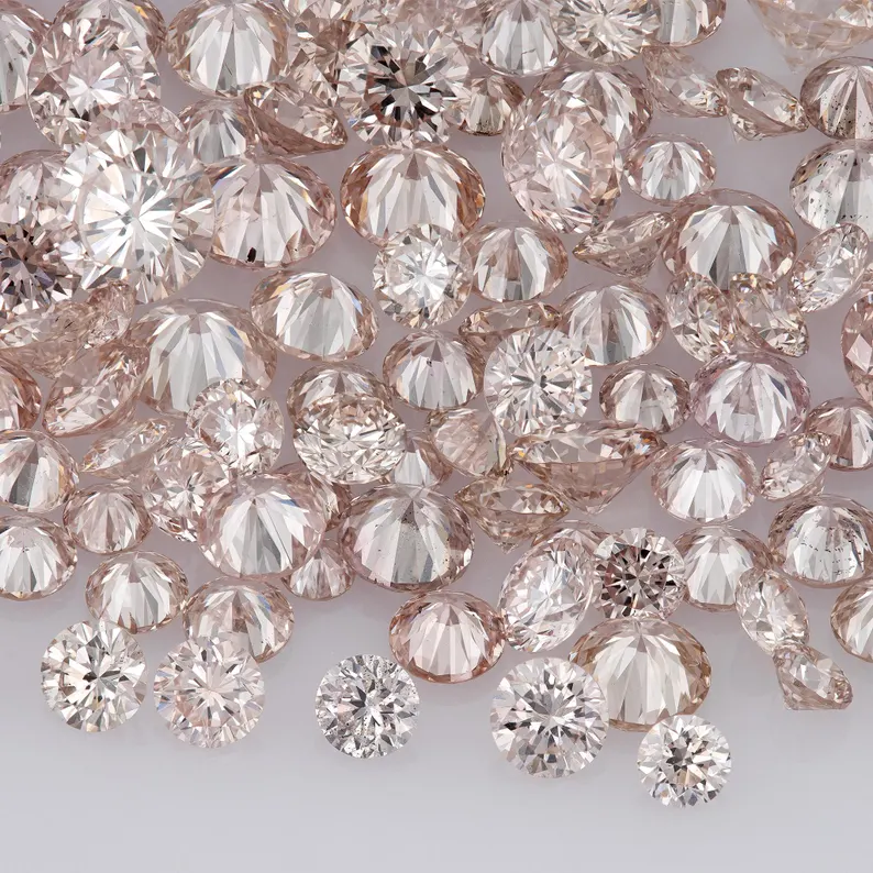 Brownish Pink Diamonds 0.25ct 1.8mm to 2.2mm mix scoop Pink Untreated Natural Diamonds Round|Melee|accents|Cape Yellow