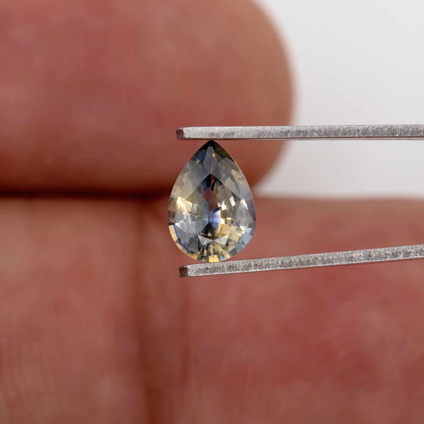 Golden Blue Bicolor Sapphire | 0.84 Ct Natural Unheated Pear Cut | Eye Clean Teardrop Gem for Fine Jewelry & Rings