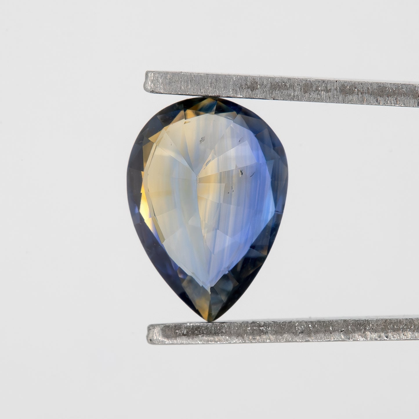 Golden Blue Bicolor Sapphire | 0.84 Ct Natural Unheated Pear Cut | Eye Clean Teardrop Gem for Fine Jewelry & Rings