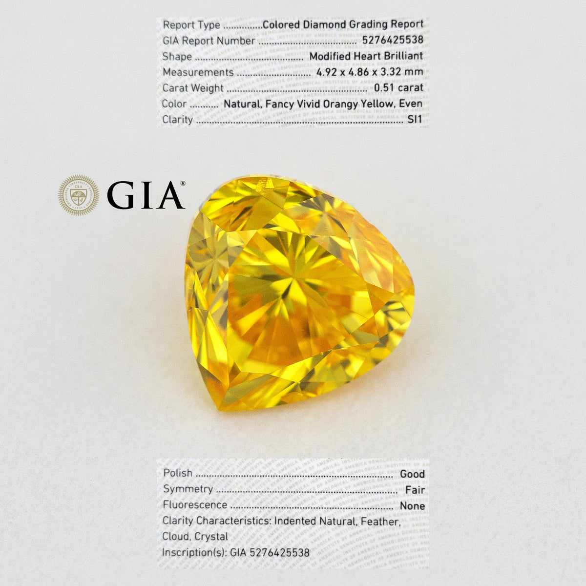 GIA report 5276425538 shown with the stone photograph.