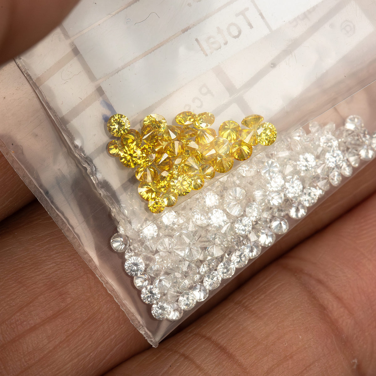 Wider container view of yellow diamonds above excluded white comparison diamonds.